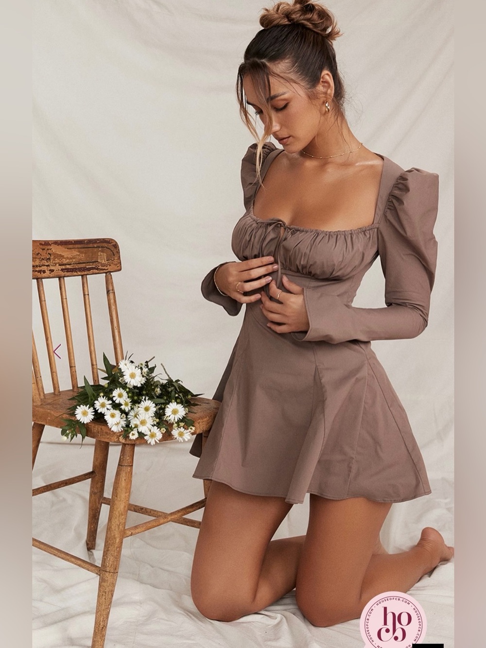 ๐บ๐ธFIRM PRICE๐บ๐ธ House of CB CARLINA Mocha Long Sleeve Mini Dress